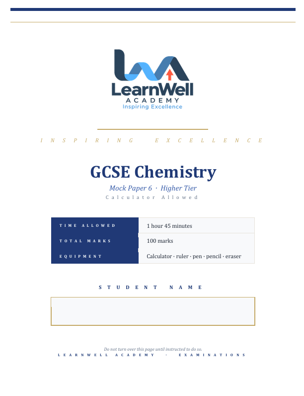 LearnWell GCSE Chemistry Mock Paper 6 cover